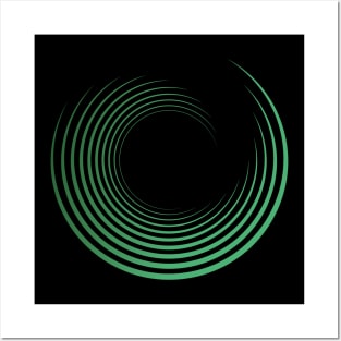 Green Curved Wave Posters and Art